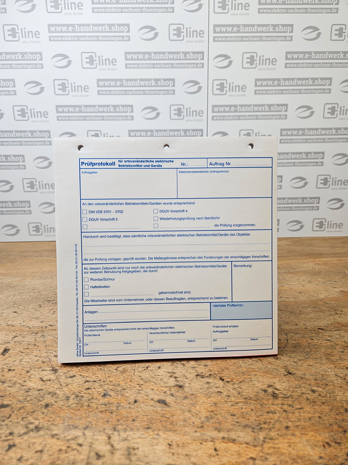 Prüfprotokoll für ortsveränderliche elektrische Betriebsmittel und Geräte