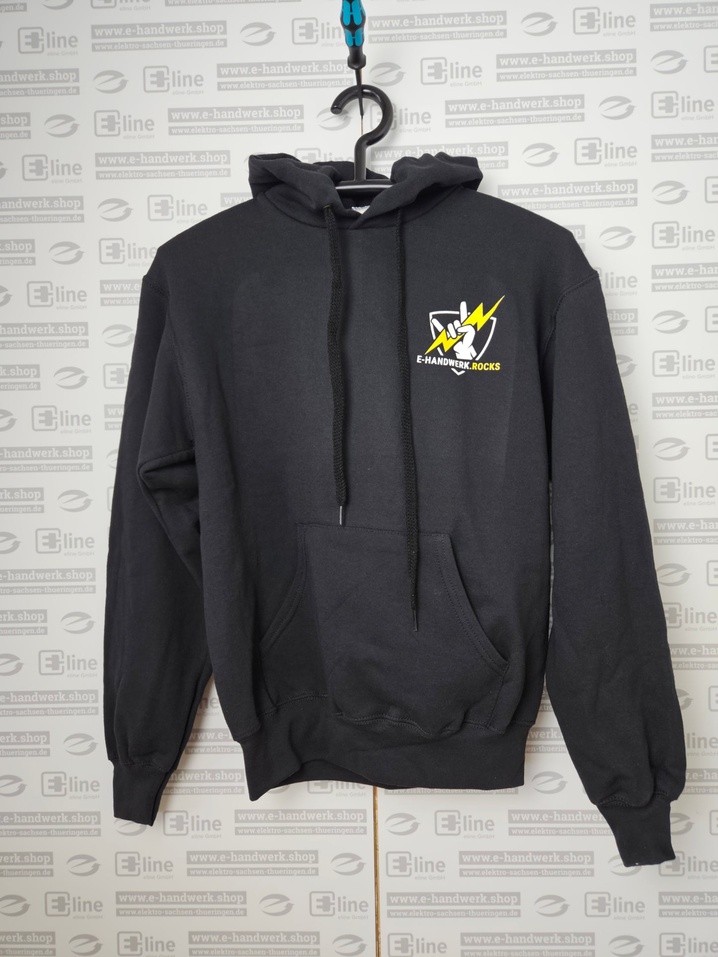 Hoodie E-Handwerk.rocks - Schwarz - kleines Logo