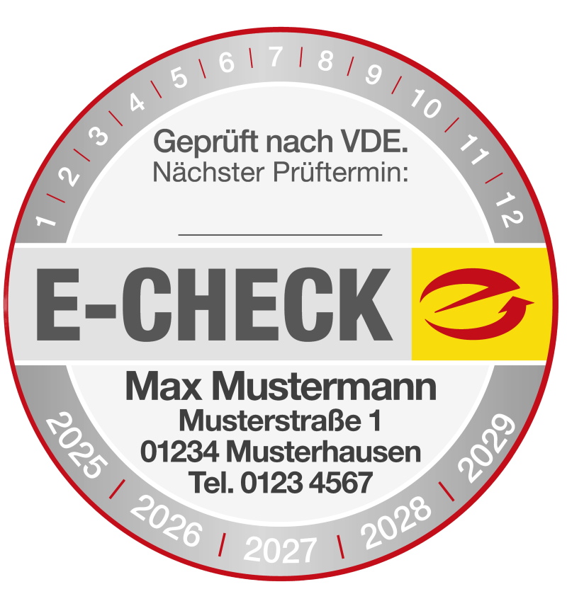 "E-CHECK" Prüfplakette mit Eindruck ab 100 Stk.