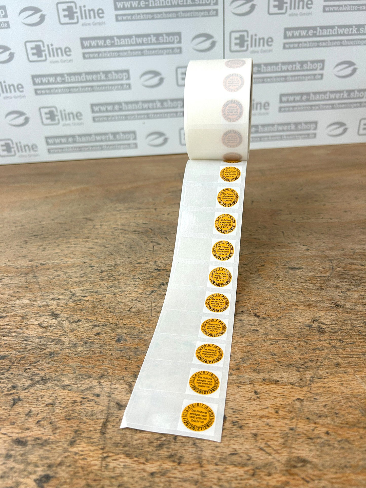 Kabelprüfplaketten auf transparentem Laminat (auf Rolle)