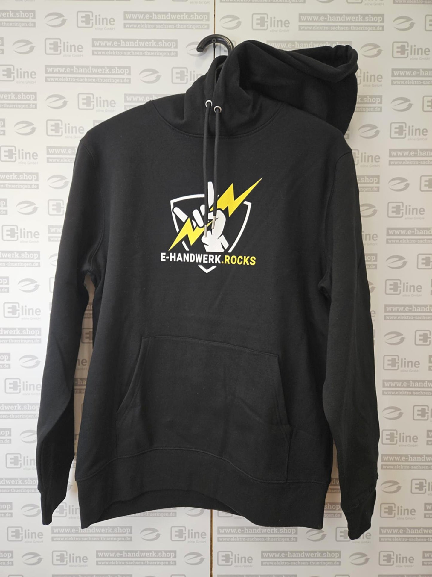 Hoodie E-Handwerk.rocks - Schwarz - großes Logo