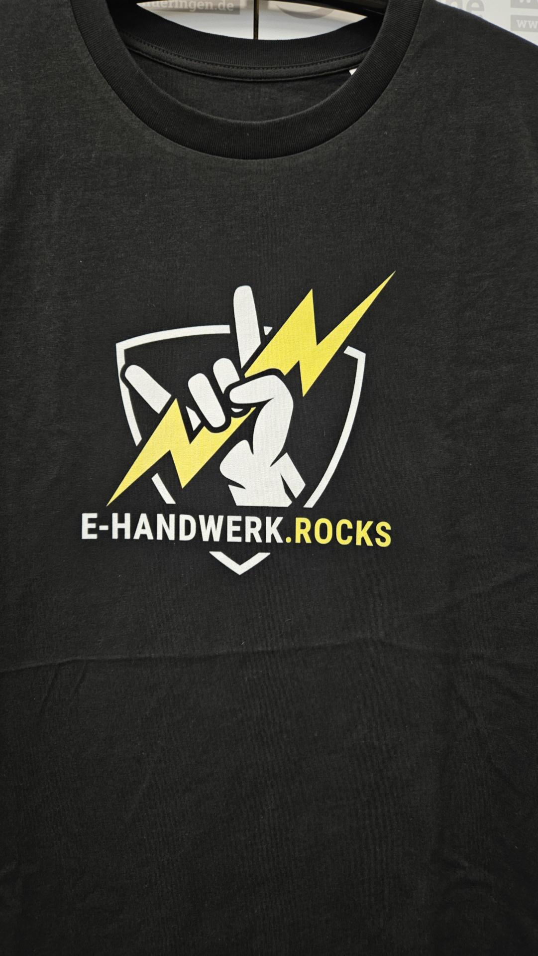 T-Shirt E-Handwerk.rocks - Schwarz - großes Logo Unisex