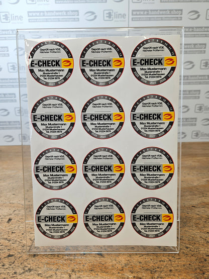 "E-CHECK" Prüfplakette mit Eindruck ab 100 Stk.