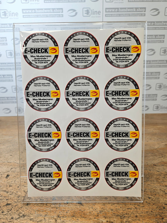 "E-CHECK" Prüfplakette mit Eindruck ab 100 Stk.