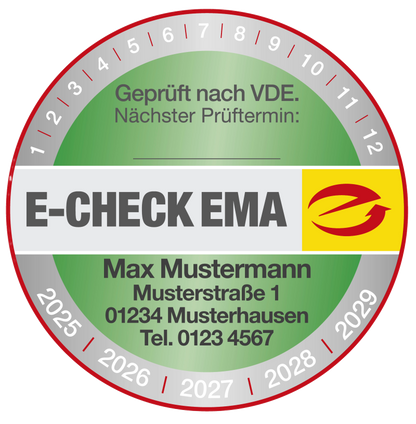 "E-CHECK EMA" Prüfplakette mit Eindruck ab 100 Stk.