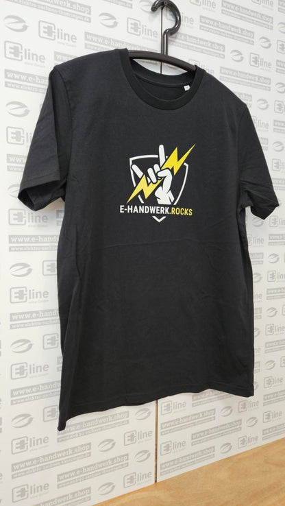 T-Shirt E-Handwerk.rocks - Schwarz - großes Logo Unisex
