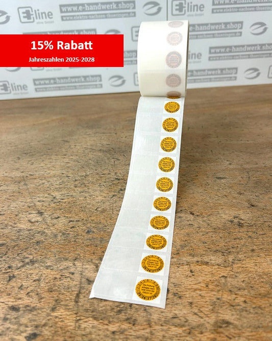 Kabelprüfplaketten auf transparentem Laminat (auf Rolle) Jahreszahlen 2025-2028